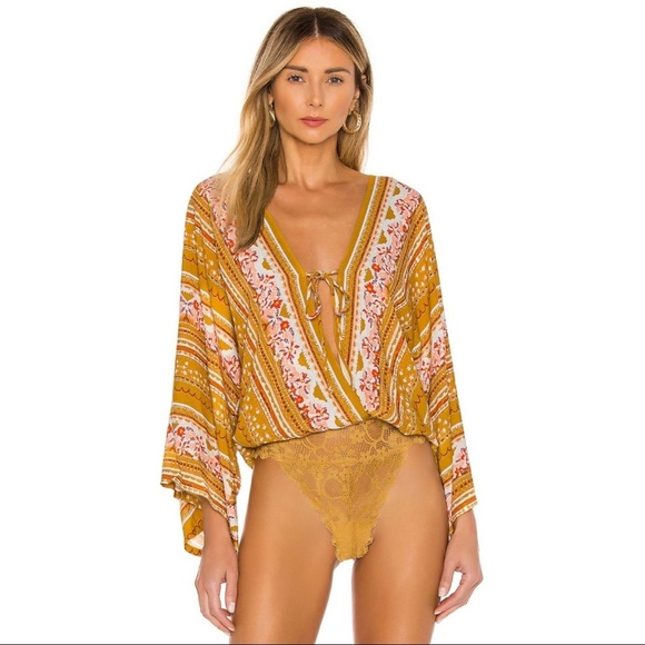 Free People NWT Gold Combo Bodysuit Size S - Picture 2 of 10